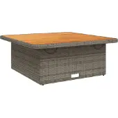 vidaXL Tuintafel 110x110x71 cm poly rattan en acaciahout grijs