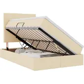 vidaXL Opslag bed met matras met hoofdeinde Crème 120 x 200 cm Stof
