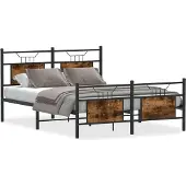 vidaXL Bedframe zonder matras hout gerookt eikenkleurig 137x190 cm