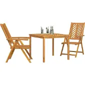 vidaXL Tuin Eettafel Set 3 st Bruin Massief Acacia Hout