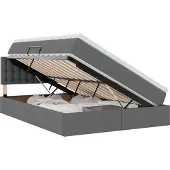 vidaXL LED-bed met opbergruimte en matras, donkergrijs, 140 x 200 cm, met stoffen bekleding