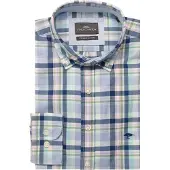 Fynch&Hatton Overhemd navy / lichtblauw / grasgroen