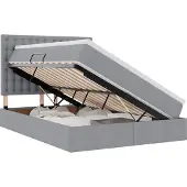 vidaXL LED opbergbed met matras Lichtgrijs 140 x 200 cm Stof