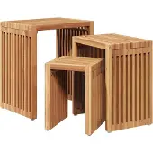 vidaXL Tuin Bijzettafel 3 st Bruin 33 x 44,5 x 51 cm Massief Teakhout
