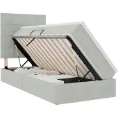 vidaXL LED opbergbed met matras Lichtgrijs 90 x 190 cm Fluweel