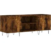 vidaXL Platenkast 121x38x48 cm bewerkt hout gerookt eikenkleurig