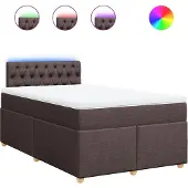 vidaXL Boxspring met matras stof donkerbruin 120x200 cm