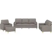 vidaXL 4-delige Loungeset met kussens stof taupe