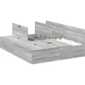 vidaXL Opbergbedframe Grijs Sonoma 140 x 200 cm Bewerkt hout