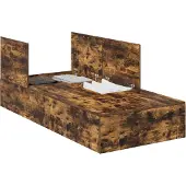 vidaXL Opbergbedframe met opslag Rook Eiken 90 x 200 cm Bewerkt hout