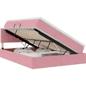 vidaXL LED opbergbed met matras Roze 140 x 190 cm Fluweel