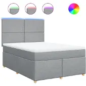 vidaXL Boxspring met matras stof lichtgrijs 140x200 cm