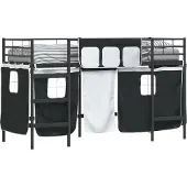 vidaXL Bunkbed voor kinderen met gordijnen Effen Zwart 90 x 190 cm