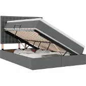 vidaXL LED-bed met opbergruimte en matras, donkergrijs, 140 x 200 cm, met stoffen bekleding