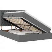 vidaXL LED opbergbed met matras Donkergrijs 140 x 190 cm Stof