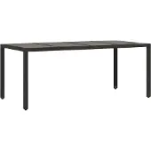 vidaXL Tuintafel met glazen blad 190x90x75 cm poly rattan zwart
