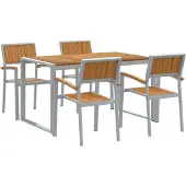 vidaXL Tuin Eettafel Set 5 st Grijs Massief Acacia Hout