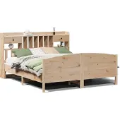 vidaXL Bed met boekenkast zonder matras massief grenenhout 180x200 cm
