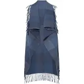 Codello Cape met ruitpatroon en fransenkant