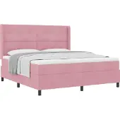 vidaXL Boxspringbed met hoofdeinde, roze, 180 x 200 cm, fluweel