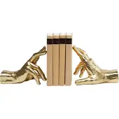 Kare boekensteun Vingers vasthouden, goudkleurig, set van 2 Holding Fingers, messing / goud, Woon-/ Eetkamer, Kunststof