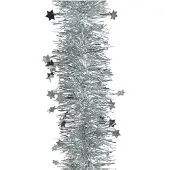 Décoris Kerstboom Guirlande Tinsel Glans Ster 10cm X 270cm Zilver zilver Decoris