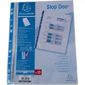 Exacompta 10x Stop Doc Pak van 10 geperforeerde showtassen - hoekopening - gladde PP 6/100ste - A4 - Kleurloos - 5880E