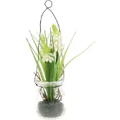 Viana Druivenhyacint wit in een glas om op te hangen H22cm