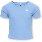 ONLY KIDS GIRL T-shirt lichtblauw met textuur Meisjes Polyester Ronde hals - maat 134/140