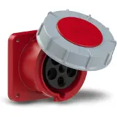 Pce Inbouwstopcontact 63A, 5-polig, 400V / 100x100 mm, rood, IP67, POWET TWIST 335-6