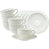 Villeroy & Boch Kaffeetassen mit Untertassen Gray Pearl 120 ml Set van 6