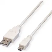 Value USB 2.0 Kabel , Typ A 5 Pin Mini , wit, 0,8 m