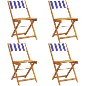 vidaXL Tuinstoelen 4 st inklapbaar stof en massief hout blauw en wit