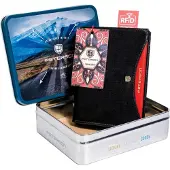 Peterson PTN 348.01 - Luxe Heren Portemonnee - Echt Leer - Verticaal - RFID Bescherming - Rood Accent
