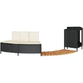 vidaXL Hottub-ombouw poly rattan en massief acaciahout zwart
