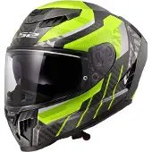 LS2 Helmets FF807 Dragon Carbon Trax, integraalhelm ,Zwart/Neon-Geel/Grijs ,XXL