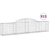 vidaXL Schanskorven 15 st gewelfd 300x30x60/80 cm gegalvaniseerd ijzer