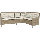vidaXL Tuinset, L-vormig, met kussens, beige, polyrotan