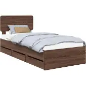 vidaXL Bedframe met lade Bruine eik 100 x 200 cm Geconstrueerd hout