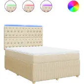 vidaXL Boxspring met matras stof crèmekleurig 160x200 cm