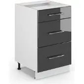 Vicco Keukenonderkast Fame-Line Antraciet Hoogglans 50 cm zonder werkblad, Model 33514