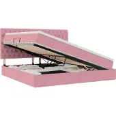 vidaXL Opslag bed met matras met hoofdeinde Roze 200 x 200 cm Fluweel