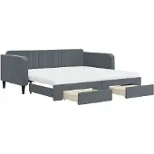 vidaXL Slaapbank onderschuifbed lades 100x200 cm fluweel donkergrijs