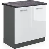 Vicco R-Line Wastafelkast – 80 cm, WB Antraciet Wit Hoogglans