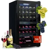 Klarstein Shiraz 29 Duo wijnkoelkast 2 zones 80L/29 flessen 5-22°C touch zwart