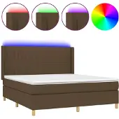 vidaXL Boxspring met matras en LED stof donkerbruin 180x200 cm
