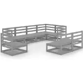 vidaXL 8-delige loungeset voor de tuin, grijs, massief grenenhout