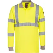 Portwest FR77 Vlamvertragend, antistatisch veiligheidspolo met lange mouwen, gele kleur, maat M