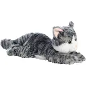 Aurora Pluche knuffel dier kat/poes - grijs/wit - 30 cm - Katten - Knuffel huisdieren