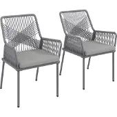 Outsunny rotan tuinstoel - PE rotan - staal - donkergrijs